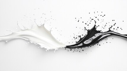Poster - Black and White Liquid Splashes on Textured Background