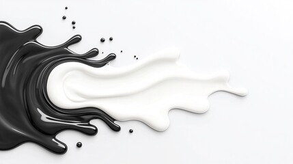 Poster - Black and White Paint Splatter Diagonal Background