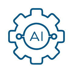 Aufkleber - AI technology symbol with gear icon in minimalistic style  