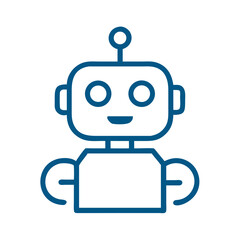 Poster - Simple line drawing of a friendly robot with a smiling face  