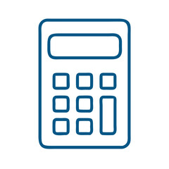 Poster - Simple calculator icon outline in blue on white background  