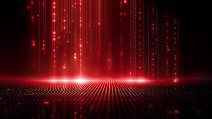 Wall Mural - Abstract red light beams cascading down over a textured surface, creating a vibrant digital atmosphere