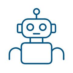 Poster - Simple line drawing of a robot with a square body and round head  