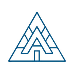 Poster - Geometric logo design with triangular shapes in blue color  