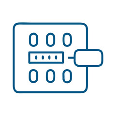 Poster - Simplified code lock illustration in blue outline style  