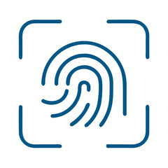 Poster - Fingerprint scan icon in minimalist design with blue lines  