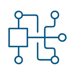 Poster - Logic circuit diagram featuring lines and nodes in blue color  