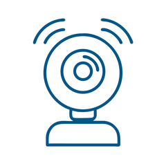 Poster - Webcam icon in simple line art style with waves indicating usage  