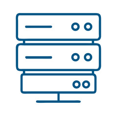 Poster - Server rack illustration in outlined style with three units stacked  