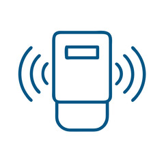 Poster - Sensor device emitting signals in minimalist line art style  