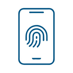 Poster - Mobile phone with fingerprint icon in minimalist design  