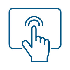 Fototapete - Hand touching touchscreen device with interactive interface  