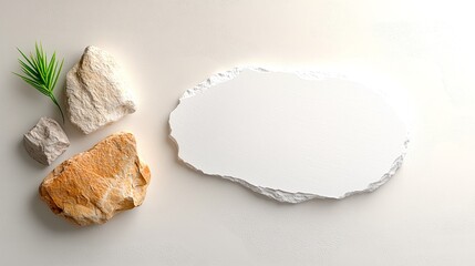 Poster - Clean White and Beige Stone Texture Background with Top-Down Spotlight