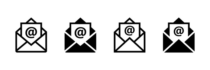 Poster - Set of mail icon thin line style. Envelope, message, email icon. vector illustration