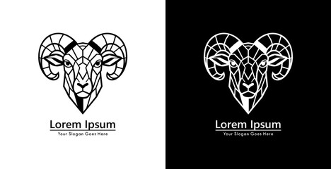 Aufkleber - Sheep head logo design with modern geometric style