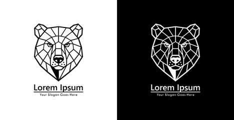 Aufkleber - Bear head logo design with modern geometric style