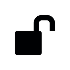 Poster - lock icon vector illustration, A black open padlock icon, signifying unlocked access, security clearance, or the successful unsecuring of content