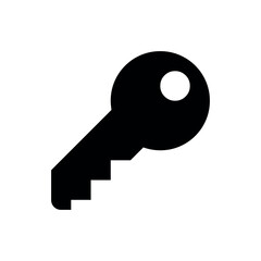 Poster - key to success, A solid black silhouette of a classic key, widely recognized as an icon for access, security, password, or unlocking
