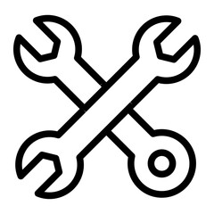 Poster - Two crossed wrenches line icon, repair service concept. Vector graphics. Mechanic staff tools sign on white background, style mobile or design.