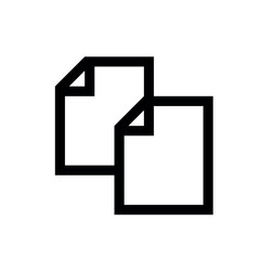 Poster - Copy Icon,  illustration of two overlapping documents, with the top-right corner of the front document folded. The slightly offset arrangement typically indicates 