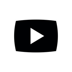 Poster - YouTube Play Button, a black, rounded rectangular icon with a white play triangle centered within it. It is widely recognized as the universal symbol for playing video content, associated with YouTube