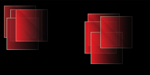 Poster - Modern abstract background featuring overlapping transparent red squares on a black backdrop. Stylish, minimalistic digital art suitable for technology, business, or design themes.