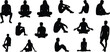 © Creative Asif - Sitting People Silhouette Collection – Vector Illustrations of Men and Women in Relaxed Poses for Design and Wellness Concepts