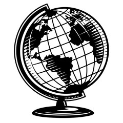 vintage black and white globe illustration