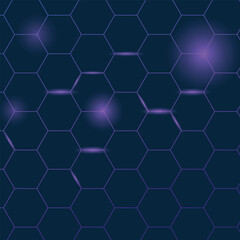 abstract hexagon pattern with glowing purple lines, futuristic technology background