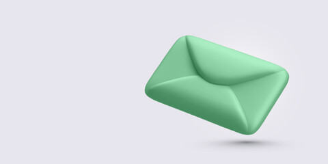Poster - Green Envelope Icon In Minimal 3D Style. Perfect For Representing Email, Message, Or Contact Concept In Web And Mobile Interfaces. Vector Illustration.