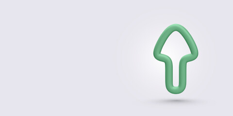 Poster - Minimal 3D Hollow Arrow Pointing Up, Floating on Light Background. Perfect for UI Navigation, Progress Indicators, or Business Growth Concepts. Vector Illustration.