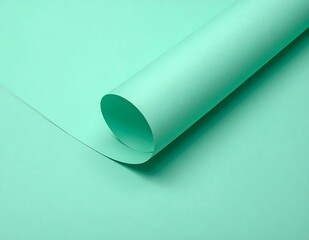 Poster - Abstract Mint Green Paper Roll, Curled, Background, Texture, Design