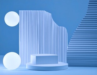 Poster - Abstract Blue Minimalist Background Product Display Platform