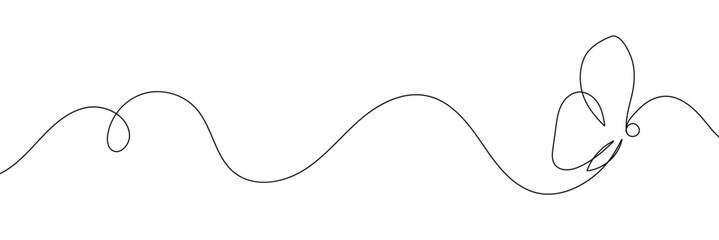 Aufkleber - Butterfly in One continuous line drawing. Beautiful flying moth for wellbeing beauty or spa salon logo and divider concept in simple linear style. Editable stroke. Doodle vector illustration.