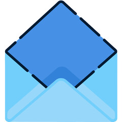 Poster - An open blue envelope icon on a black background perfect for communication visuals