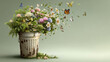 © jiratip - Trash can overflowing with nature elements, metaphor for wasteful habits