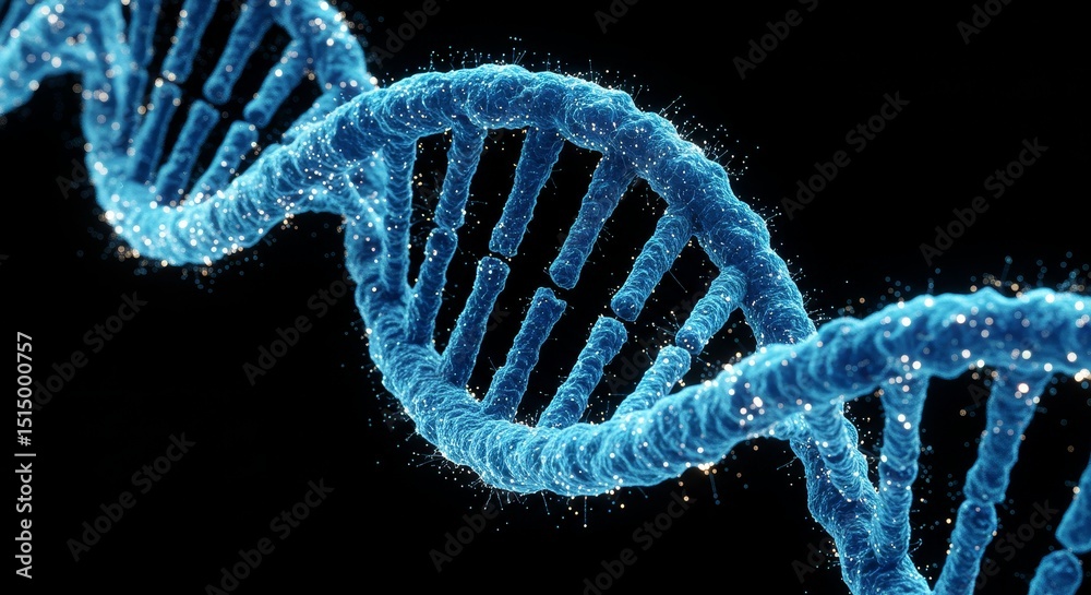 Sparkling Blue DNA Strand - A microscopic view of a DNA strand ...