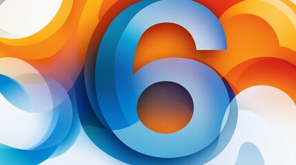 Leinwandbilder - Vibrant Abstract Background Featuring Number Six with Colorful Layered Shapes