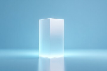 Poster - minimalistic empty podium with reflective mirror surface filled with abundant copy space