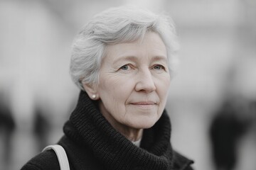 Poster - close-up of elderly person in urban environment capturing details with minimalistic approach