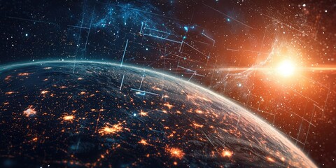Aufkleber - A sleek, modern software screen for space missions featuring dynamic celestial data, orbit tracking, and energy readings.