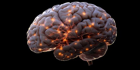 Aufkleber - the human brains neural networks, with synapses firing and pathways highlighted in high resolution.