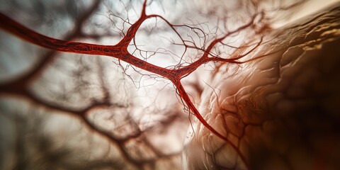 Aufkleber - the eyes retina, with blood vessels and photoreceptor cells in focus, illustrating the complexity of vision.