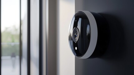 Aufkleber - a smart doorbell camera with visible lens and motion sensor in a sleek housing for advanced home security.