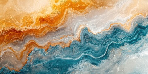 Leinwandbilder - An abstract image featuring digital fluid art with vibrant and flowing patterns that interact seamlessly across a digital canvas, utilizing a variety of colors and gradie