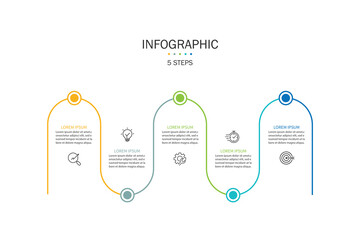 Fototapete - Infographic line curve with 5 option. Business Presentation, Vector Illustration.