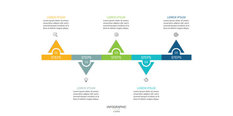 Fototapete - Business infographic 5 important events to success. Annual report, Business presentation template. Vector illustration.