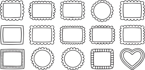 Poster - Hand Drawn Frames Set Pastel Colors Minimal Vector