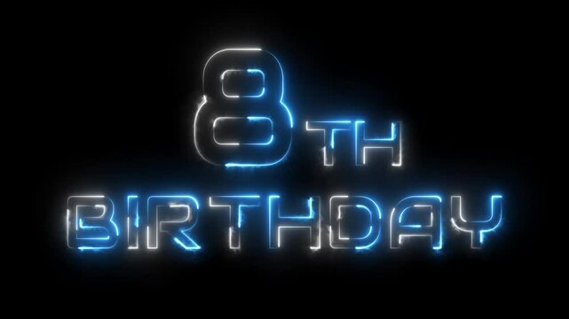 Happy Birthday Text Animation. Glowing Neon Happy Birthday celebration, scene for greeting, letters. 