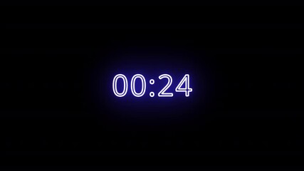 Thirty seconds countdown animation from 30 seconds to 0 seconds on a transparent background, Thirty second countdown timer with alpha channel, 30 second countdown.

